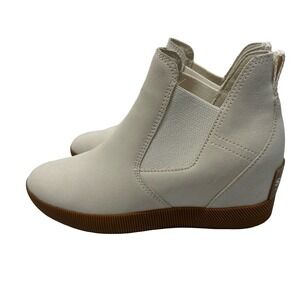 Sorel Women's Beige Suede Wedge Ankle Booties Chelsea Style Size 8.5‎